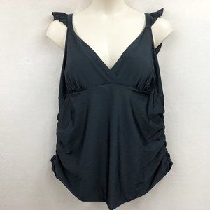 NWT Old Navy Womens 4X Plus Black  Ruched Tankini Swim Suit Top